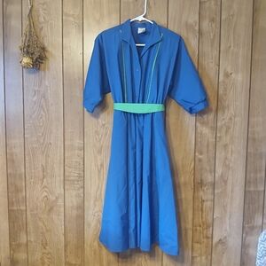 Vintage Blue Green A-Line Dress Womens size Small